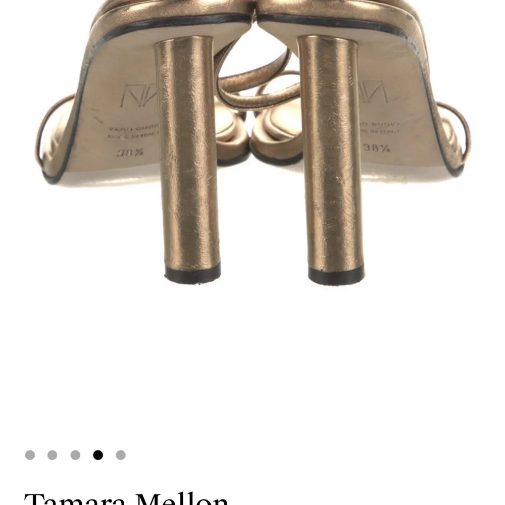 Tamara Mellon Gold Pillow Top Heels Strappy Sandal